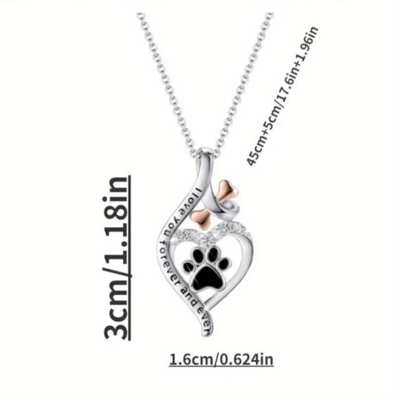 Dog Paw Necklace & Free Pet Alert Sticker TWO LEFT! - Picture 3 of 4